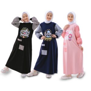 SHIBAKIDS Mouza Series Usia  1- 14 tahun Gamis Anak  Perempuan  Bahan Kaos Lengan  Katun Jepang